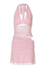 Sexy Pink Halter Cutouts Dress