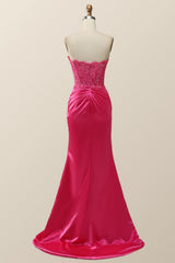 Sexy Pink Sweetheart Lace and Satin Long Dress